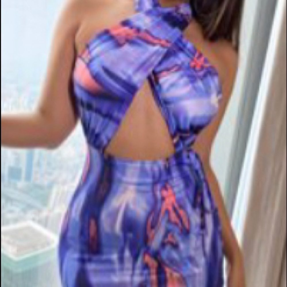 Purple and Pink Wrap Dress